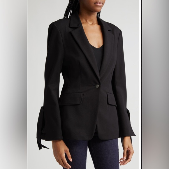 Cinq à Sept Lou Bow Sleeve Ponte Blazer size 6 in Black - Picture 2 of 4